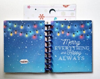 Printable cover set Merry everything and happy always holiday planner custom planner cover Christmas planner Christmas lights DIY cover