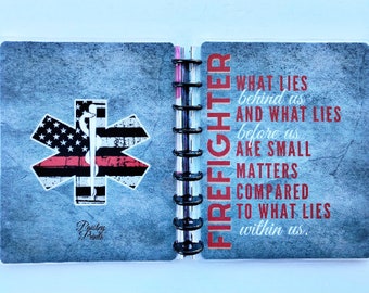 Printable Classic BIG Mini size planner cover firefighter paramedic planner cover EMT Thin red line frontline heroes planner cover nurse