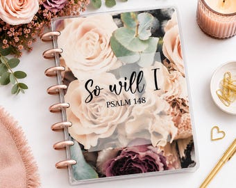Funda para agenda cristiana, funda con disco floral del Salmo 148, funda reversible laminada para agenda, compatible con Happy Planner.