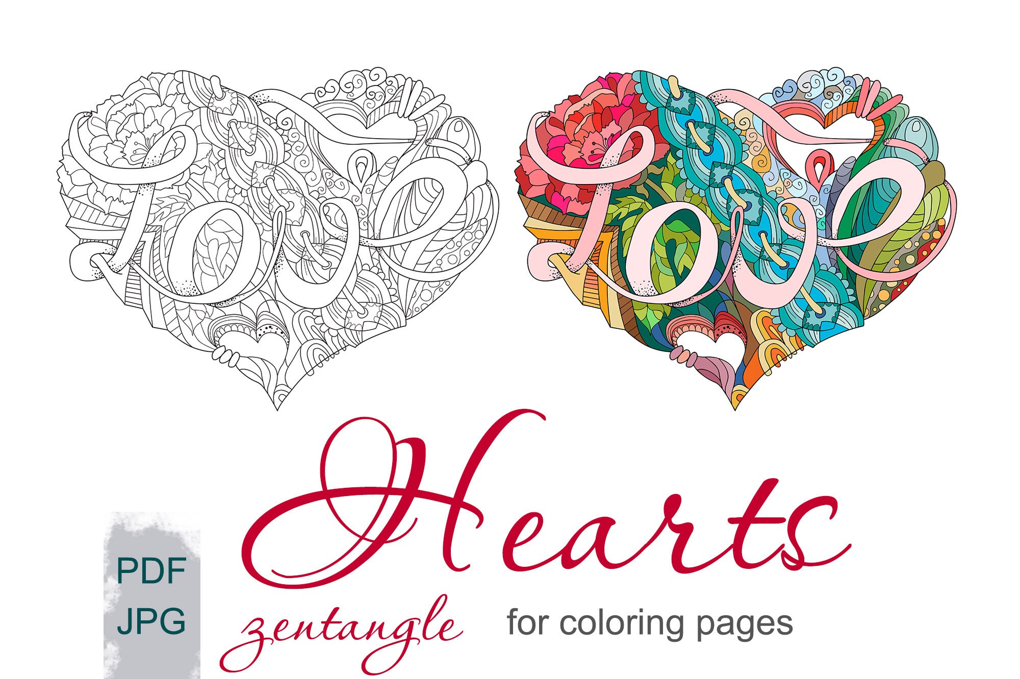 Heart for coloring pages. Instant download. Line Art | Etsy