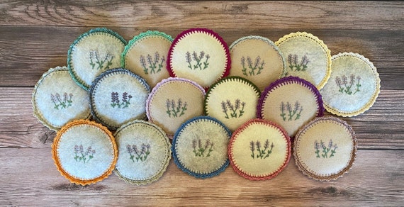 Hand Embroidered Lavender Sachet 100 Wool Felt Sachets With Dried Lavender Hand Embroidered Sachet Bags Etsy