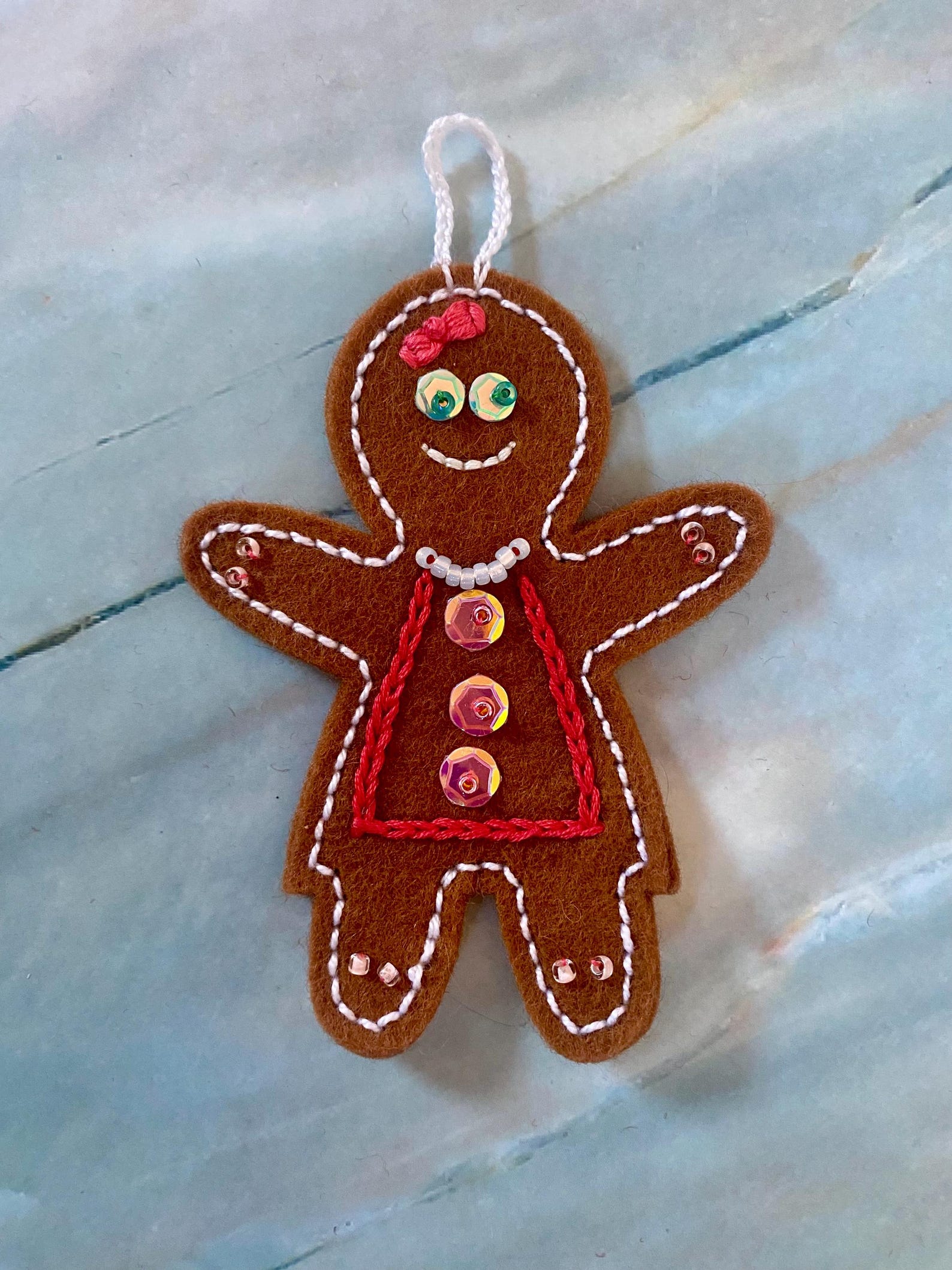 Yellow - Bell - Hand Embroidered Felt Christmas Decor Ornament 43