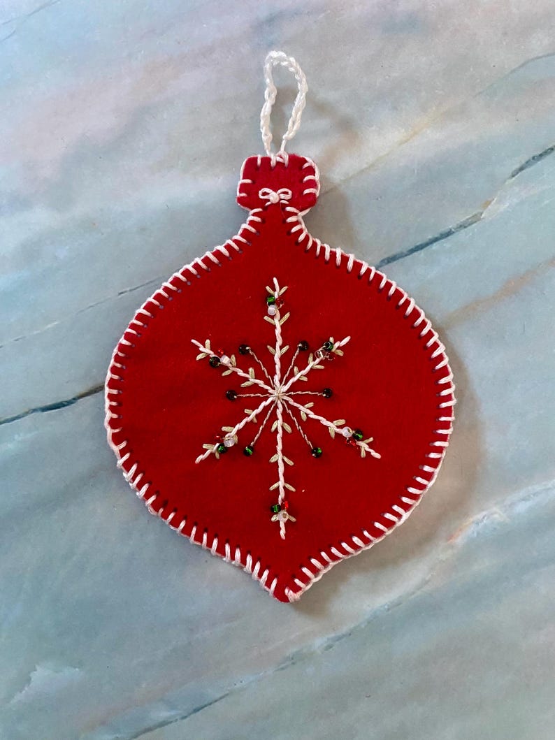 Yellow - Bell - Hand Embroidered Felt Christmas Decor Ornament 43 main image 0