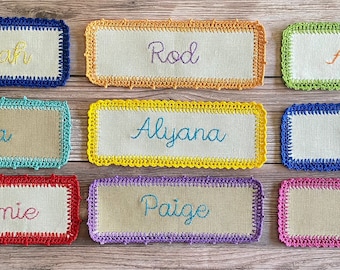Personalizable Embroidered Bookmark | Custom Handmade Name Linen Bookmark | Gift for Book Lover