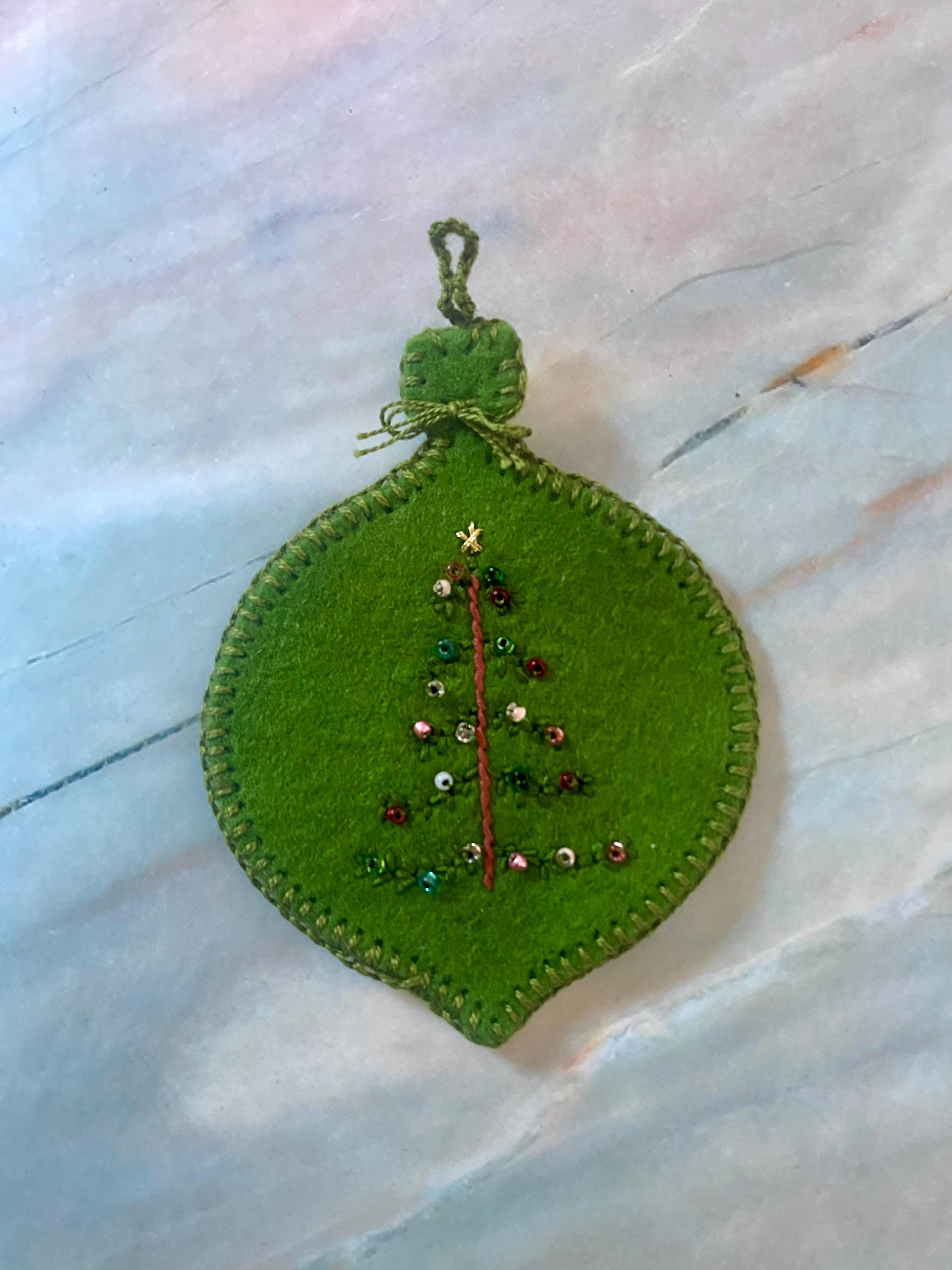 Yellow - Bell - Hand Embroidered Felt Christmas Decor Ornament 43 main image 1
