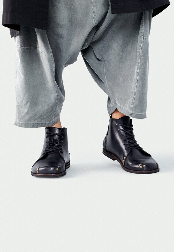 Handmade Leather Boots Black Men 