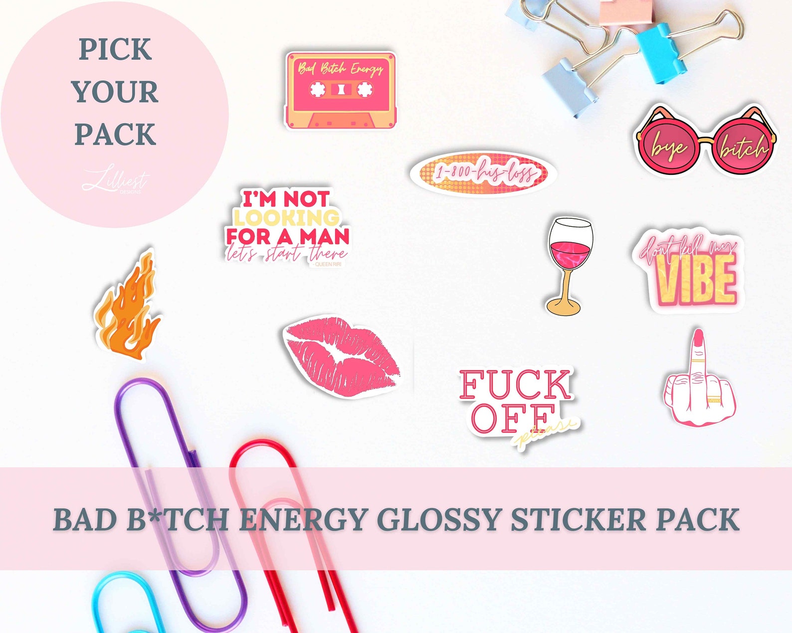 Baddie Aesthetic Bad Btch Energy Glossy Sticker Pack - Etsy