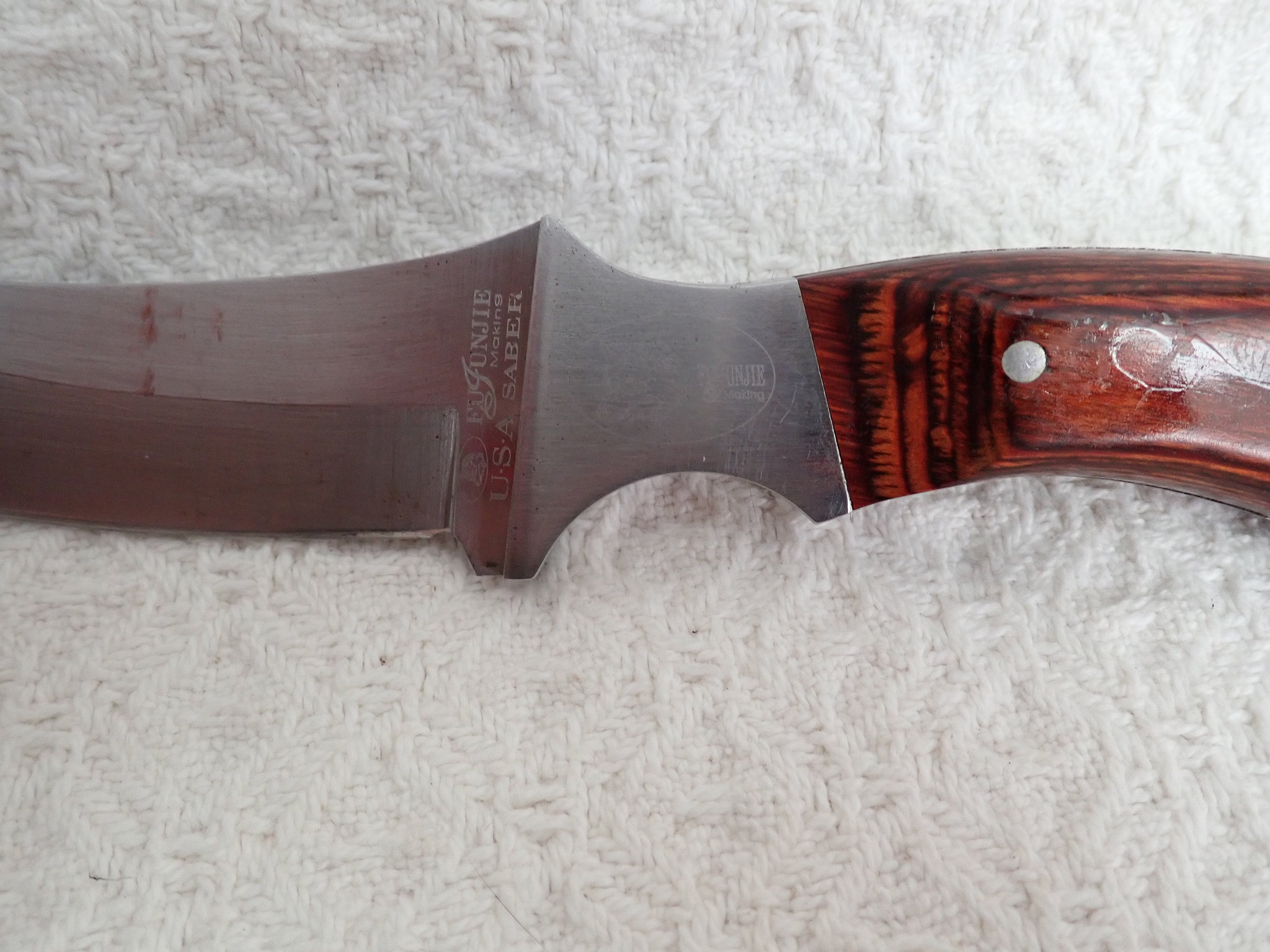Vintage Fujunjie USA Sab Saber Wolf Full Tang Wood Handle Etsy