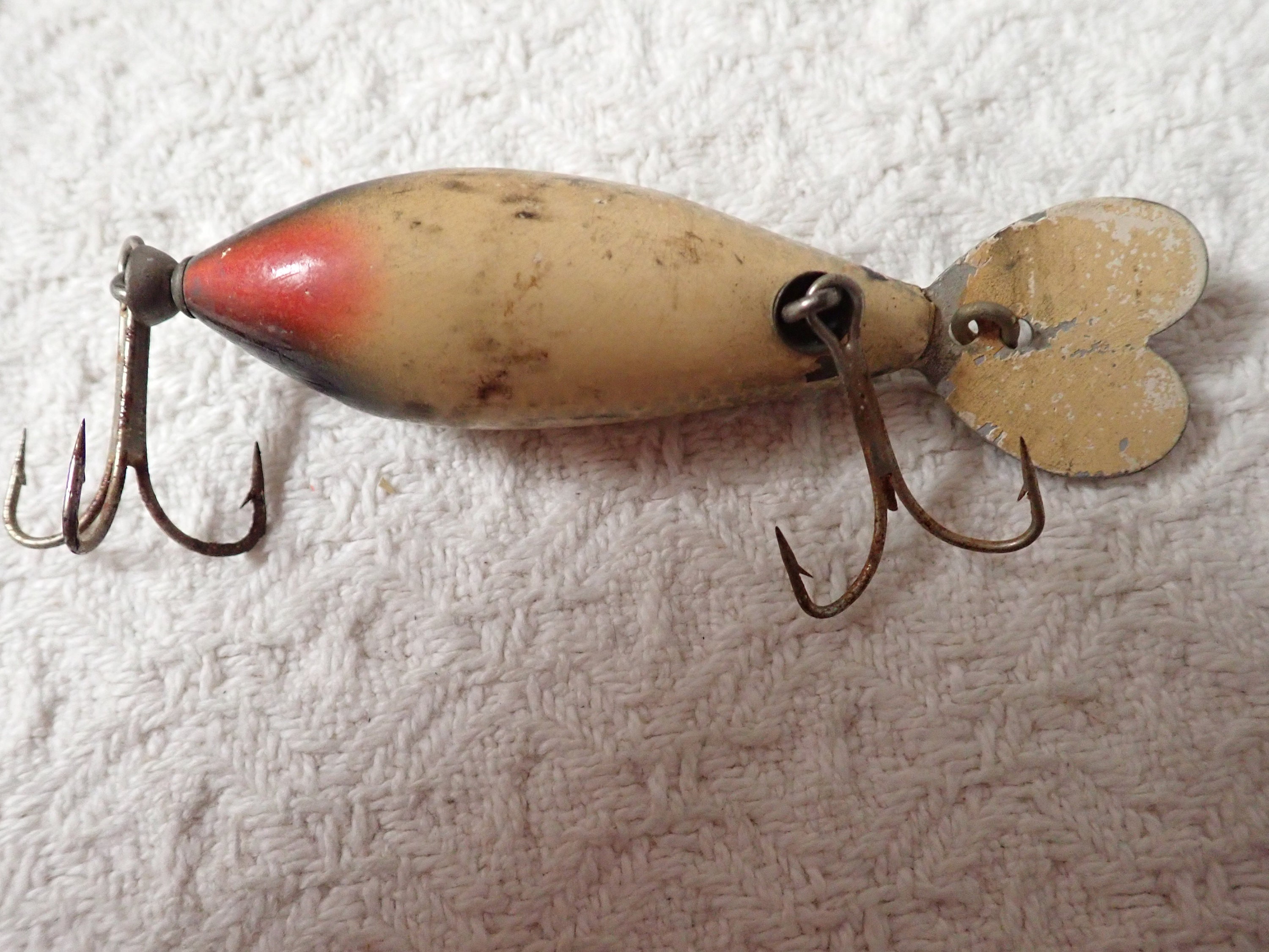 Vintage Whopper Stopper Fishing Lure Back Runner DBL Treble Hooks Signed 