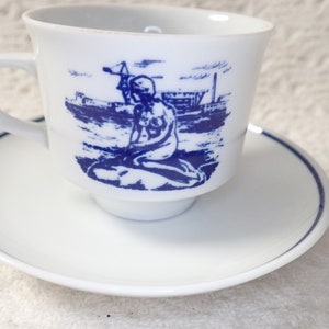 sku 983-1. Vintage Demitasse Cup/Saucer COLDITZ  Made in GRD German Democratic Republic No Damage Cobalt Blue and White