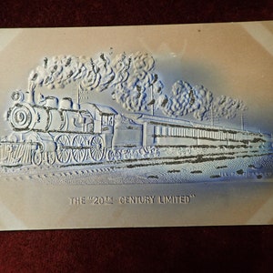 Vintage Train Post Card The 20th Century Limited  Embossed / Glitter  No Line  Unposted Offers Welcome