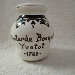 Vintage Digoin Moutarde Bocquet Yvetot Mustard Condiment Jar with Lid FRANCE