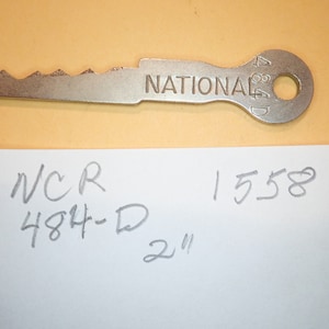 Vintage Original NCR Key National Cash Register Key #484-D Key, Used , 2 Inches Long, Good Working Order