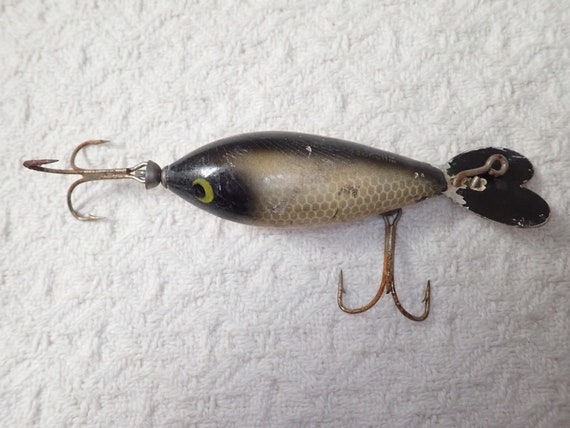 ヴィンテージルアーwhopper stopper c1947 4786-204 Sku 505. Vintage Whopper Stopper Fishing Lure Back Runner DBL