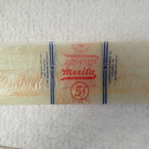 Circa 1930 Merita 5c  Cake Wrapper From An Orig. Art Deco 1929-1933 Scrap Book Cellophane Very Good Condition