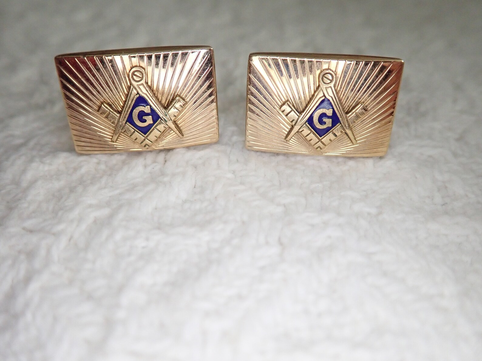 Vintage Masonic Cufflinks Anson Gold Tone With Blue Enamel Etsy