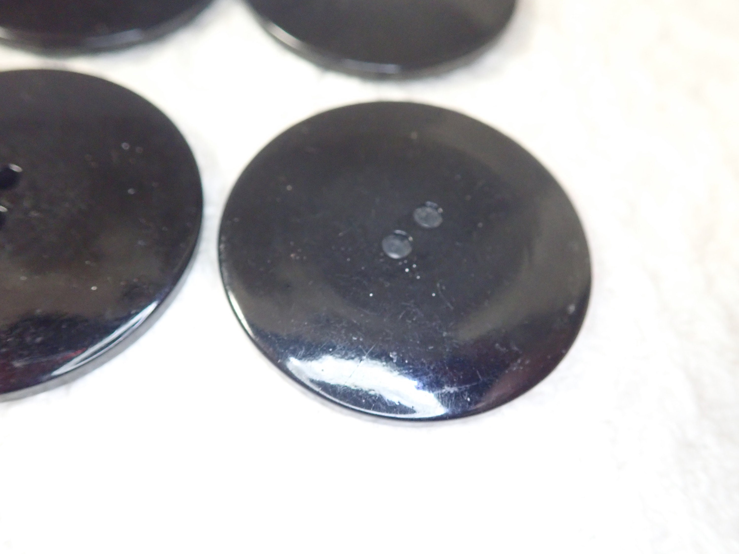 Vintage Buttons 4 Large Black Plastic Cloak Coat Wafer 2 Vintage Buttons 4 Large Black Plastic Cloak Coat Wafer 2