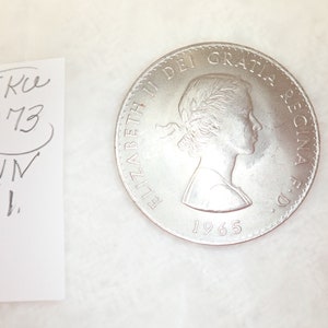 sku 3173. 1965 Churchill Coin Elizabeth II D DEI Gratia Regina Very Good Condition Not Graded Beautiful Coin