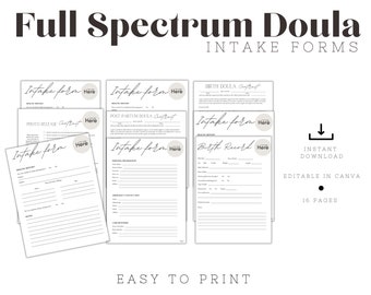 Doula Klient Papierkram | Editierbare Formen, Geburtsplan (PDF-Datei)