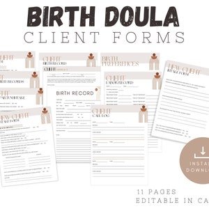 Doula Contracts and Intake Forms | Birth Plan | Paperwork Bundle | Editable Template | New Client Paperwork