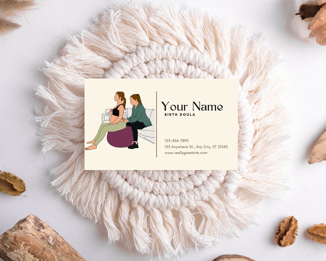 Doula Rack Card Examples Editable Birth Doula Business Cards | Canva Template (digital Download ...