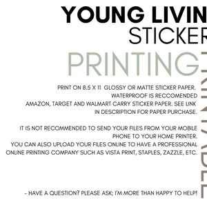 YOUNG LIVING 15ml Labels Printable Digital Stickers Essential Oil Stickers SVG Files Vector ...