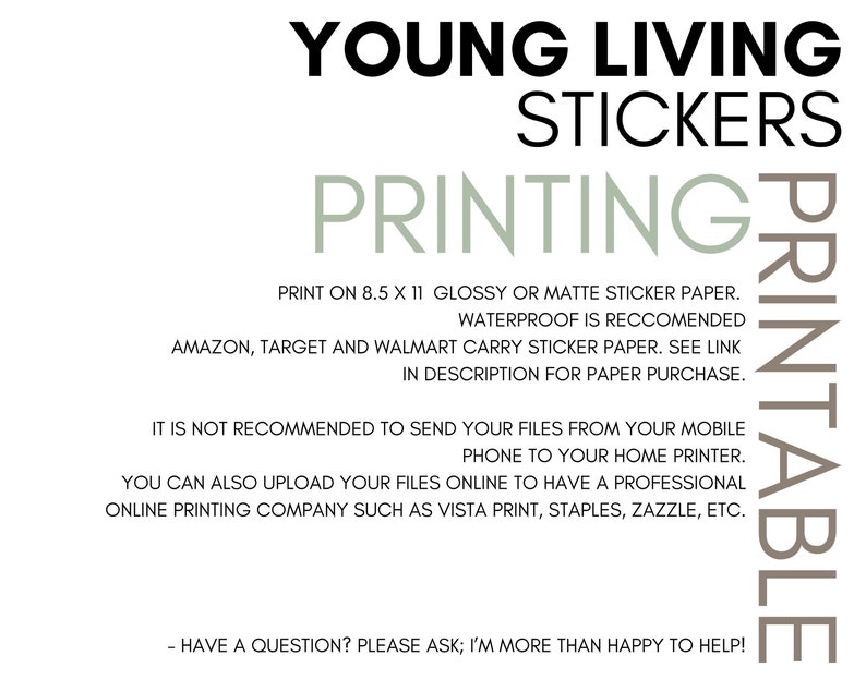 YOUNG LIVING 15ml Labels Printable Digital Stickers - Etsy