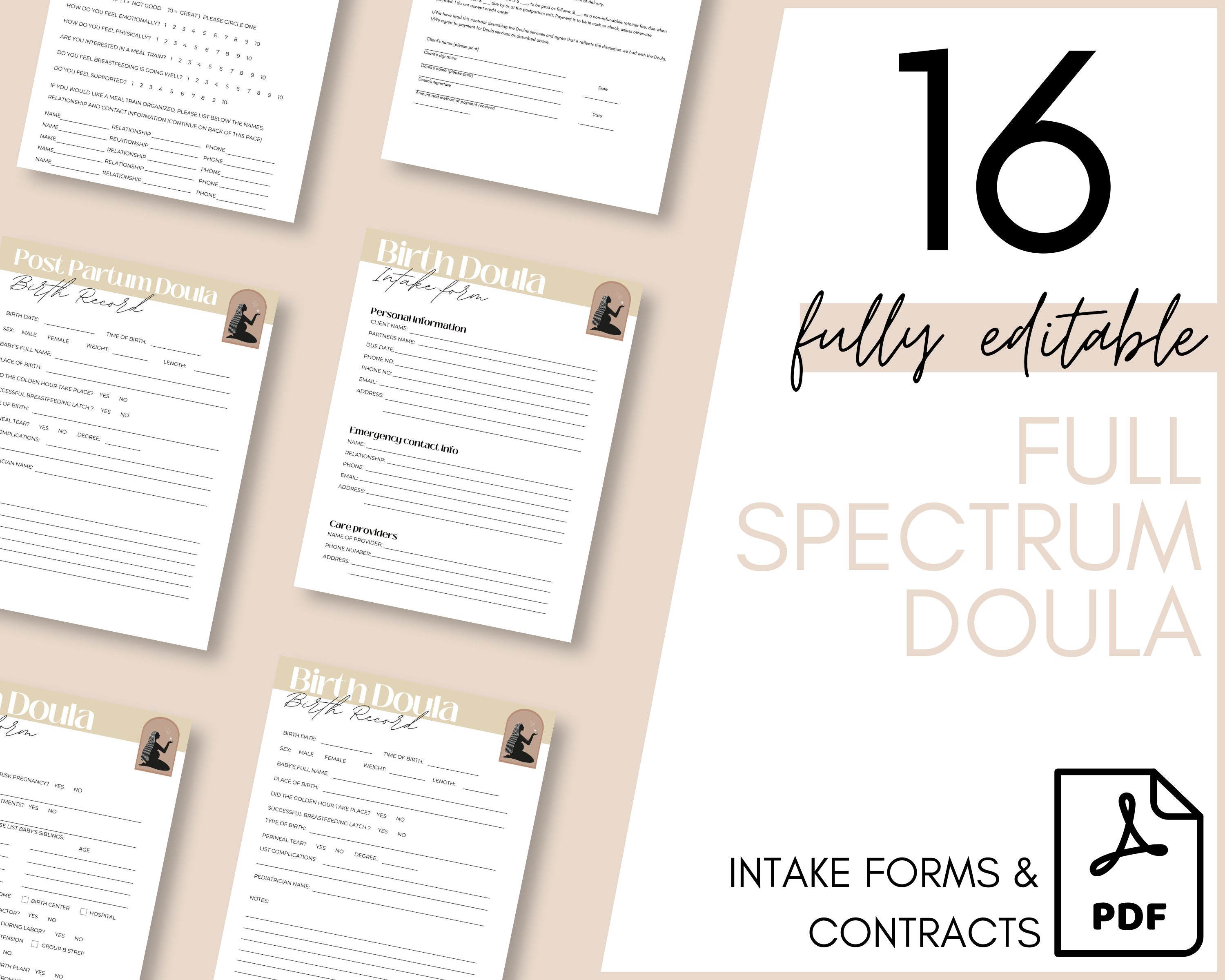 Editable Full Spectrum Doula Contracts and Intake Forms - Etsy