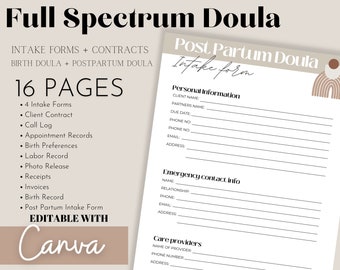 Bearbeitbare Doula-Verträge und Aufnahmeformen | Geburtsplan-Vorlage (PDF)