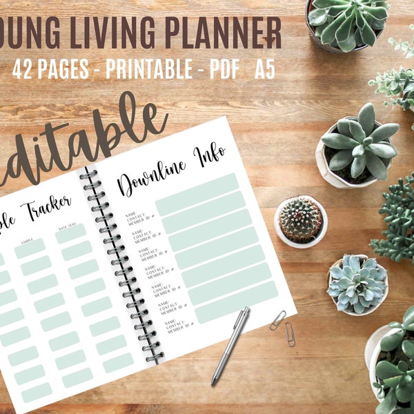 EDITABLE Essential Oil Business Editable Planner  | Aromatherapy Planner | Oil Business Binder | Dilution Chart | Oil Planner Young Living |