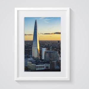 The Shard at Sunset, London CityScape, Sunset, Capital City, UK, Architecture, Urban, Wall Art, Digital Photography, Glass Buildings,