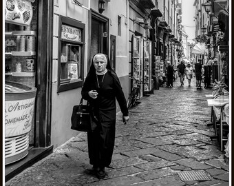 Nun on the Street/Italian Street photography/Wall art/Italy/Photography/Italian photography/urban/architecture