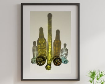 Autumn Bottles/Shadows/Digital Art/Photography/Wall Art/Bottles/Green/Yellow/Sage