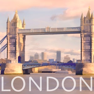 Tower Bridge/ London/ Poster/ Capital City/ UK/ River Thames/ Bridges/ Digital Wall Art/ Photography/ Cityscape/Abstract/Urban/Retro