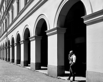 Fine Art/ Portico/ Black & White Photography/ Urban/ Architecture/ Wall Art/ Home Decor/ Italy/ Munich/ Retro/ La Dolce Vita/ Digital Art