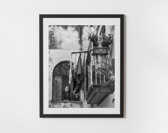 Italian Woman/Italian Photography/Italian Wall Art/Black & White/Amalfi/Urban/Architecture/Sorrento/Italian Women/Naples/Rome/ Vintage