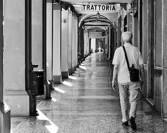 Trattoria Portico/Bologna/Italy/Italian Art/Black & White Photography/Retro/ Urban/ Architecture/ La Dolce Vita/ Home Decor/Emilia-Romagna
