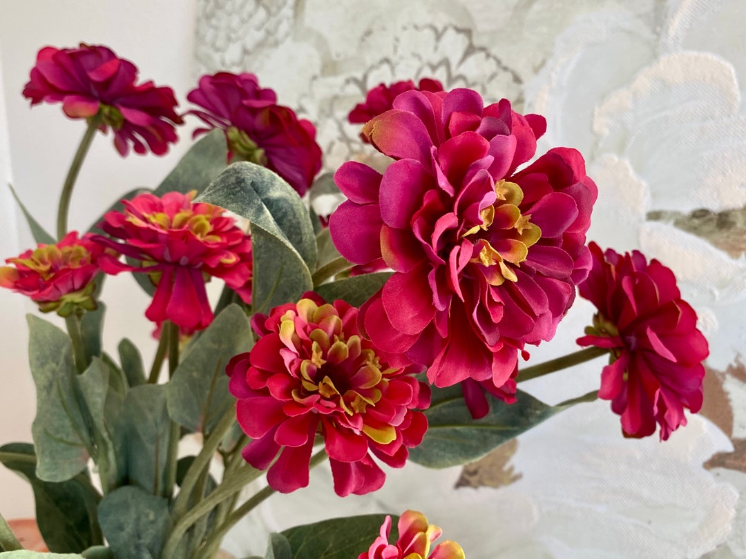 Zinnias Spray Stem/artificial Flowers/faux Flowers/silk Etsy