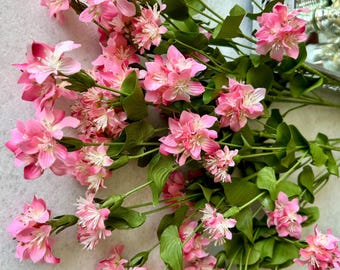 Pink Faux Bulpeurum Spray, Realistic Small Filler Flowers, 26" Long Stem, Artificial Floral Decor