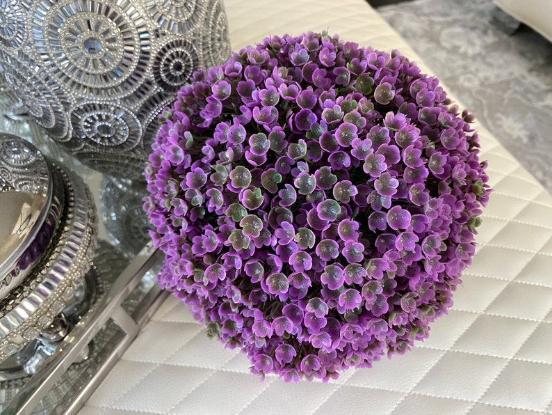 Purple Faux Flowers Kissing Ball, Artificial Purple Flowers, Multipurpose Indoor Outdoor Home Decor, Hanging Silk Flower Ball, Floral Decor image 7