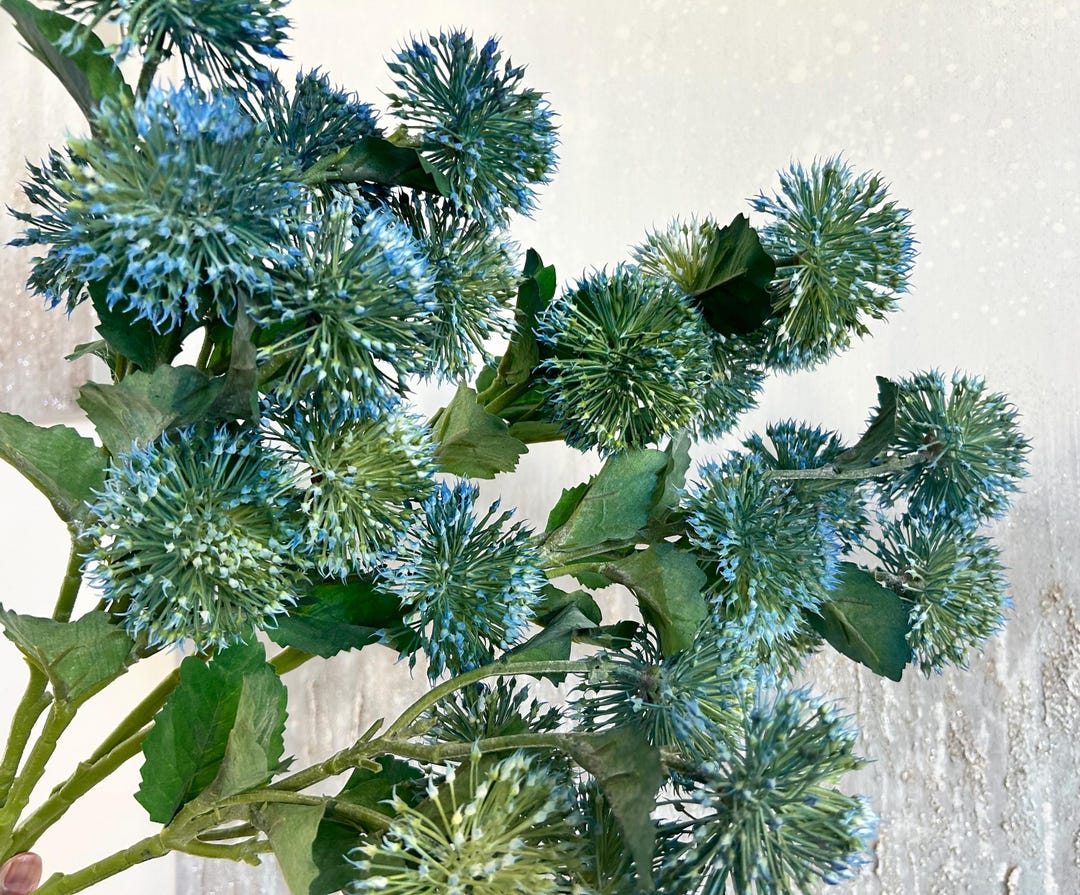 Blue Faux Allium Flower Spray, Realis...