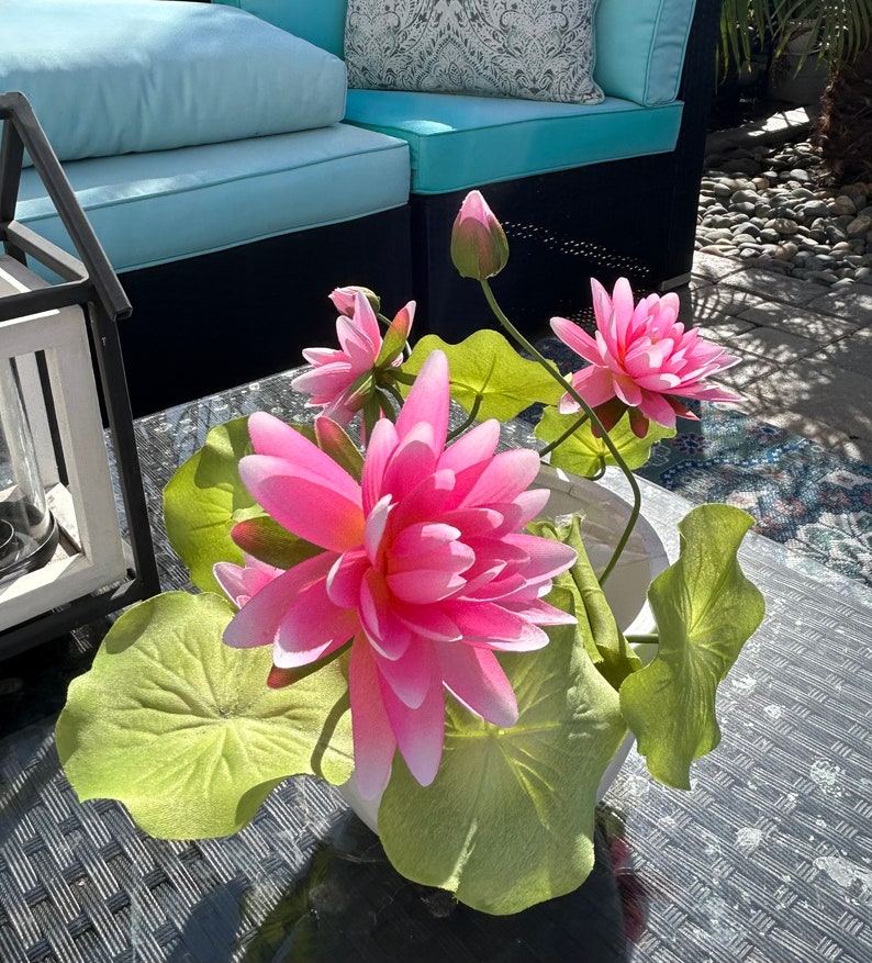 Pink Waterlily Faux Flower Plant With Roots/artificial Lotus Flowers