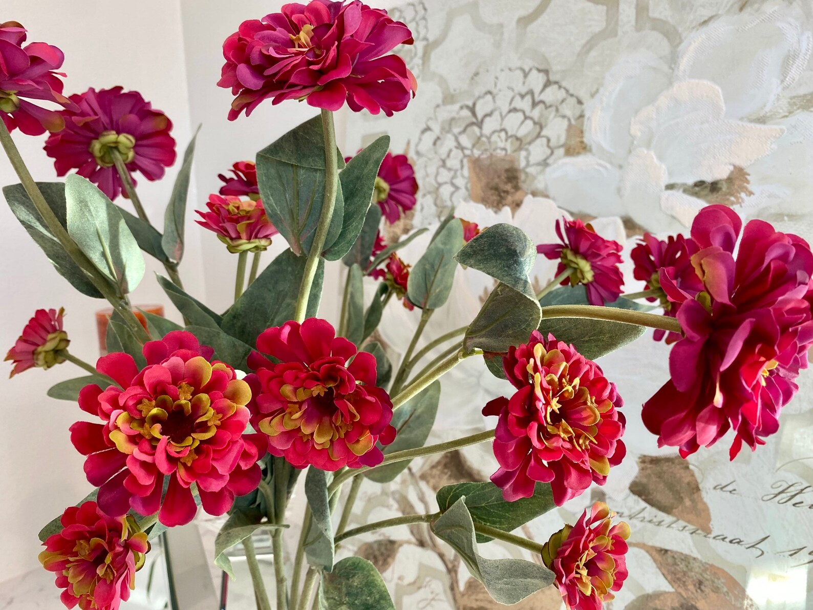 Zinnias Spray Stem/artificial Flowers/faux Flowers/silk Etsy