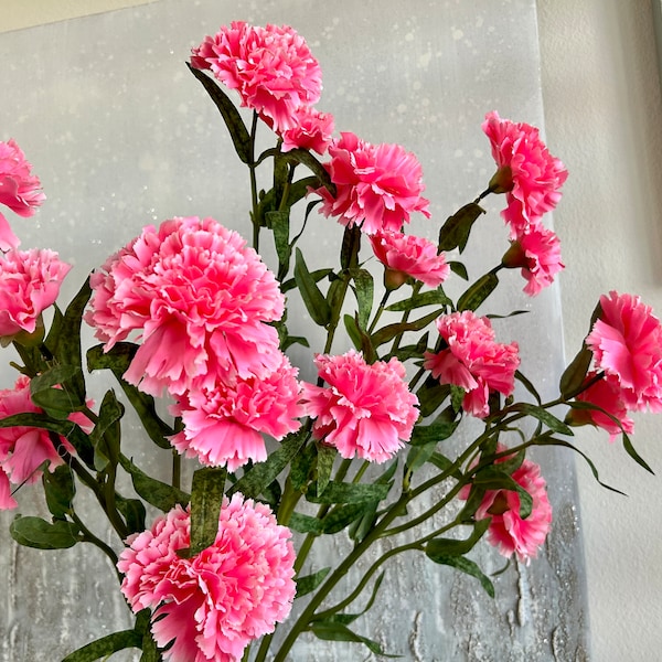 Realistic Pink Carnation Stem, Faux Carnation Flowers, Silk Carnations, Artificial Carnations, Floral Decor, Nearly Natural Spring Flowers