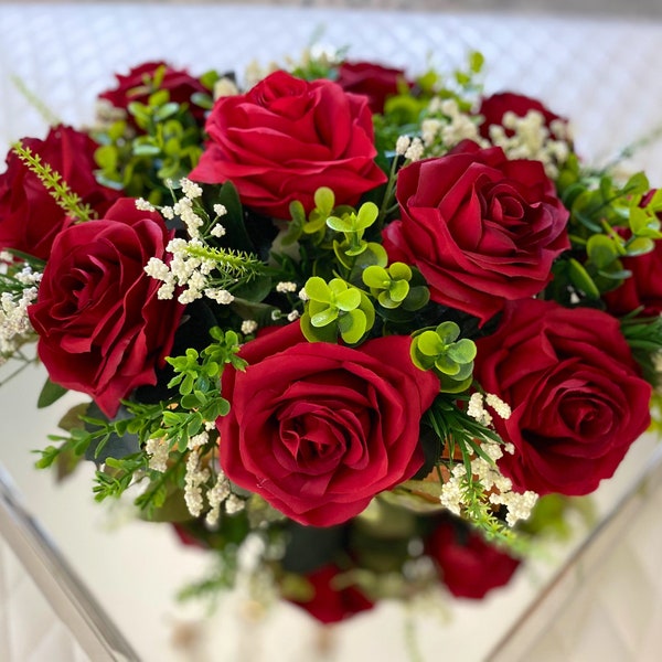 Silk Red Roses Etsy