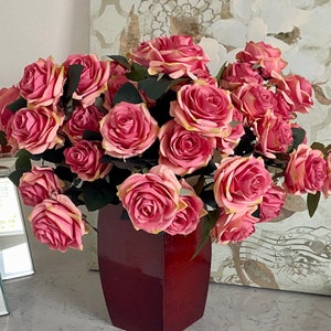 Faux Rose Bush-Mauve, Artificial Rose Bush, Realistic Silk Roses, Natural Look Pink Roses, Floral Decor, Floral Arranging, Quality Silk Rose
