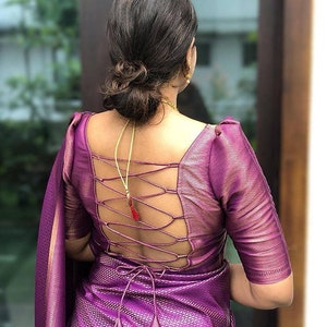 Banarasi Seiden Sari - Lichi Seide Mit Zari Stickerei & Bluse