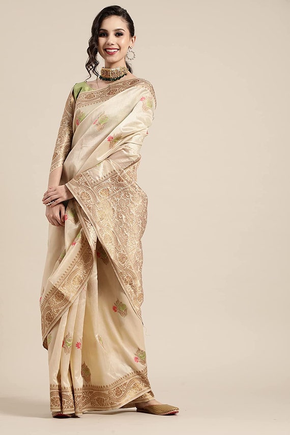 Women's Banarasi Silk Woven Design Saree With Unstitched Blouse