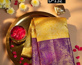 Yellow Banarasi Saree - Etsy