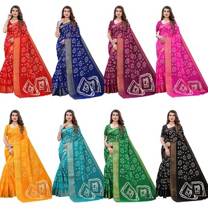 Women's Silk Plain Solid Saree With Jacquard Blouse Piece